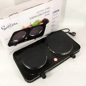 Плитка настільна електрична Suntera DP-1935B з двома конфорками для швидкого приготування їжі.