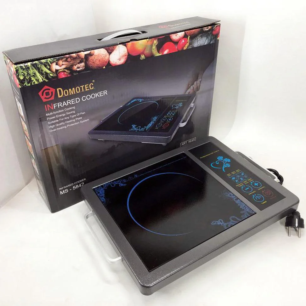 Плита інфрачервона Domotec MS-5842 з потужністю 2000 Вт для швидкого приготування страв.