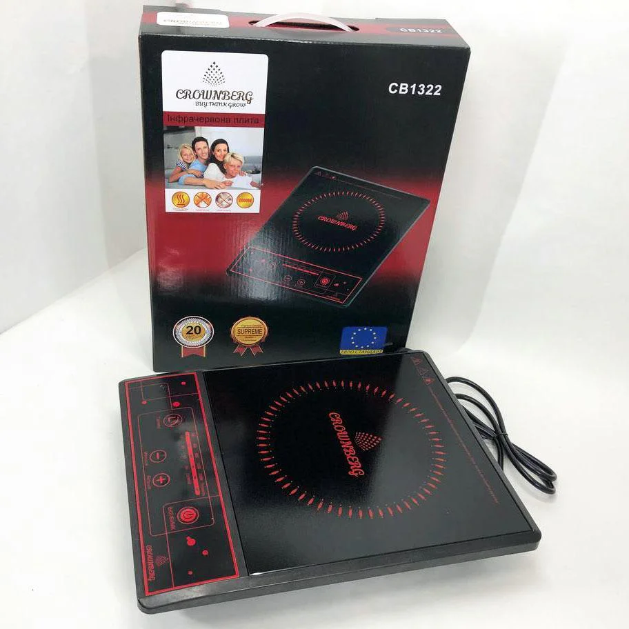 Плита настільна інфрачервона Crownberg CB-1322 для швидкого приготування їжі з потужністю 2000Вт. - Зображення 3