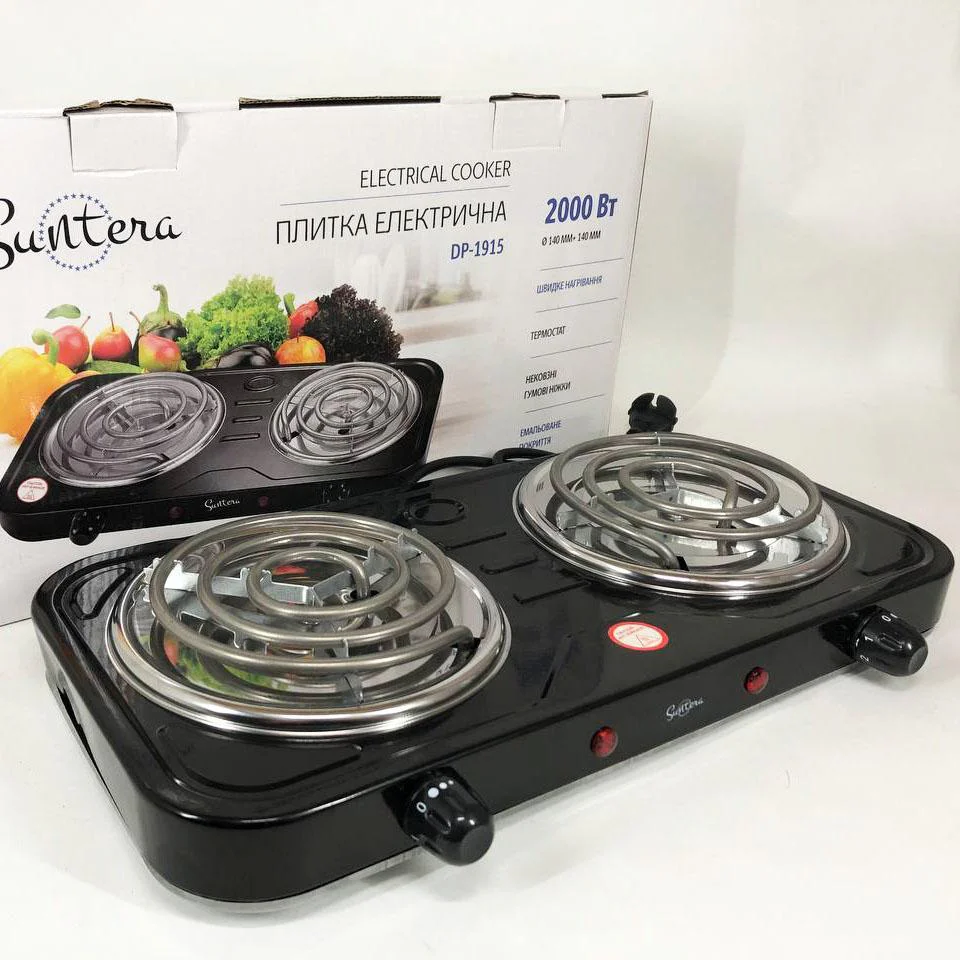 Плита електрична Suntera DP-1915 2 кВт для компактних кухонь з двома конфорками. - Зображення 6
