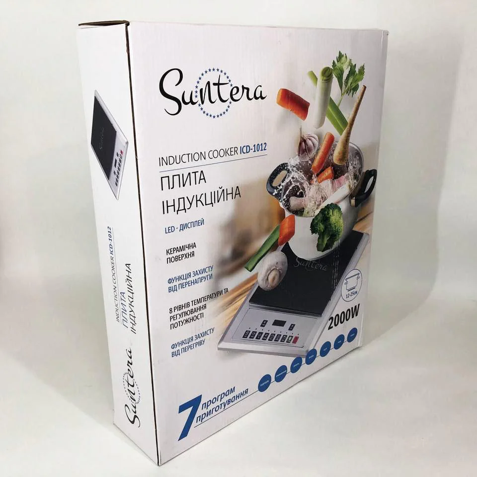 Плитка індукційна Suntera ICD-1012 з LED дисплеєм для зручного приготування страв. - Зображення 7