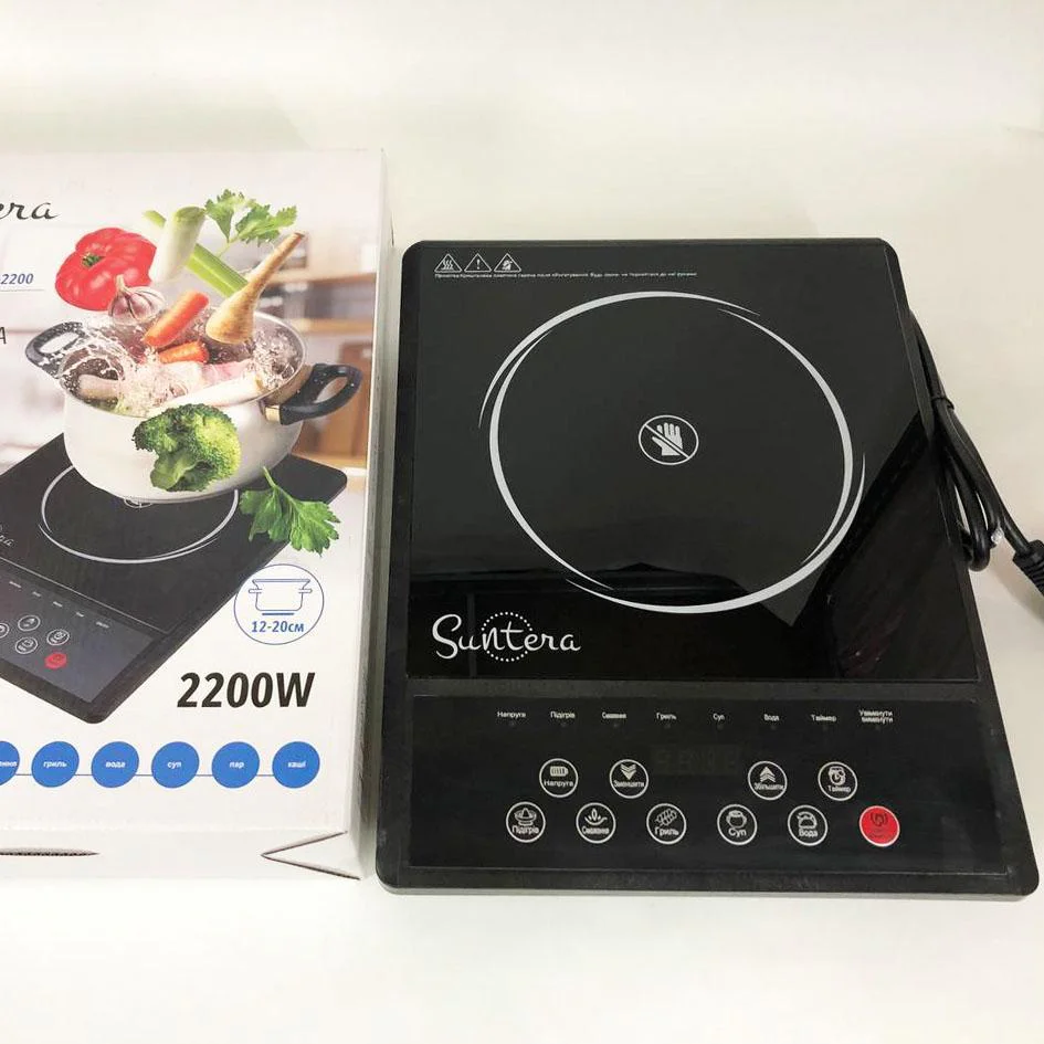 Плитка індукційна Suntera ICD-2200 з LED дисплеєм та склокерамічною поверхнею для зручного приготування їжі. - Зображення 3