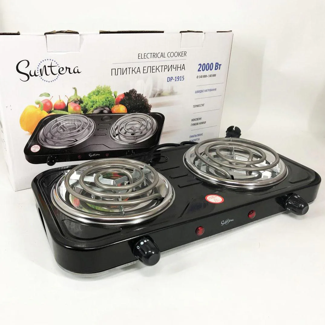 Плита електрична Suntera DP-1915 2 кВт для компактних кухонь з двома конфорками. - Зображення 4