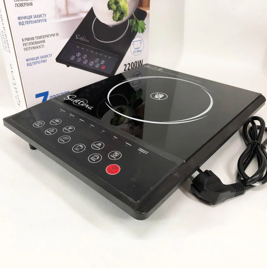 Плитка індукційна Suntera ICD-2200 з LED дисплеєм та склокерамічною поверхнею для зручного приготування їжі. - Зображення 2
