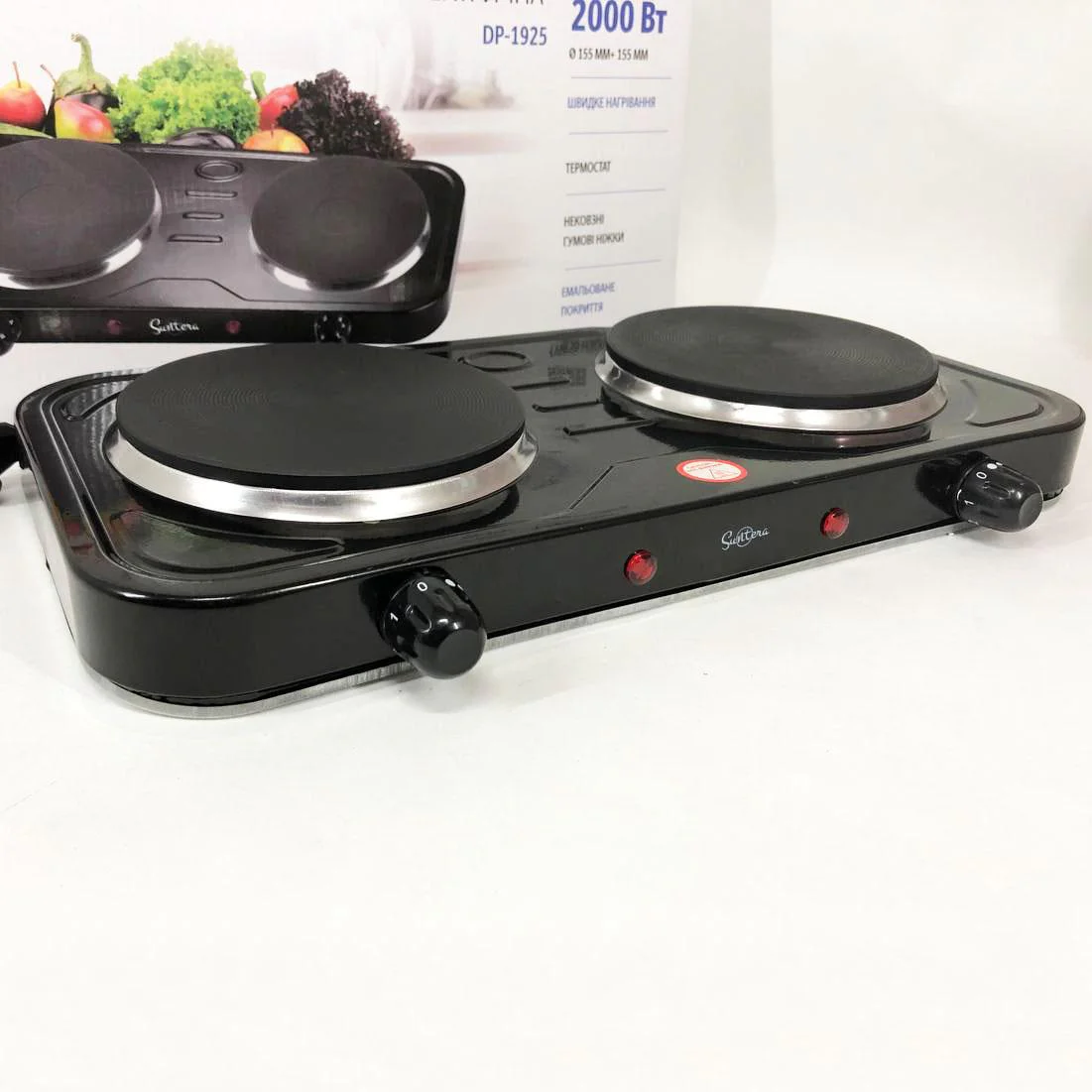 Плита електрична Suntera DP-1925 з двома конфорками для швидкого приготування їжі. - Зображення 2
