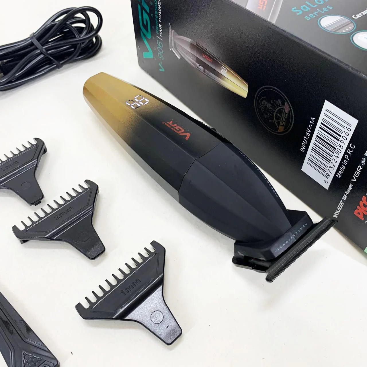 Тример для бороди та окантовки VGR V-906 професійний Voyager 2024 жовтий, машинка для стрижки волосся 4 години роботи 9000 обертів - Зображення 3
