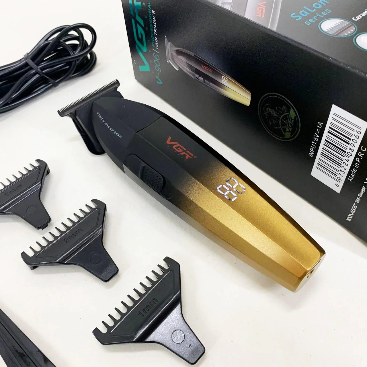 Тример для бороди та окантовки VGR V-906 професійний Voyager 2024 жовтий, машинка для стрижки волосся 4 години роботи 9000 обертів - Зображення 4