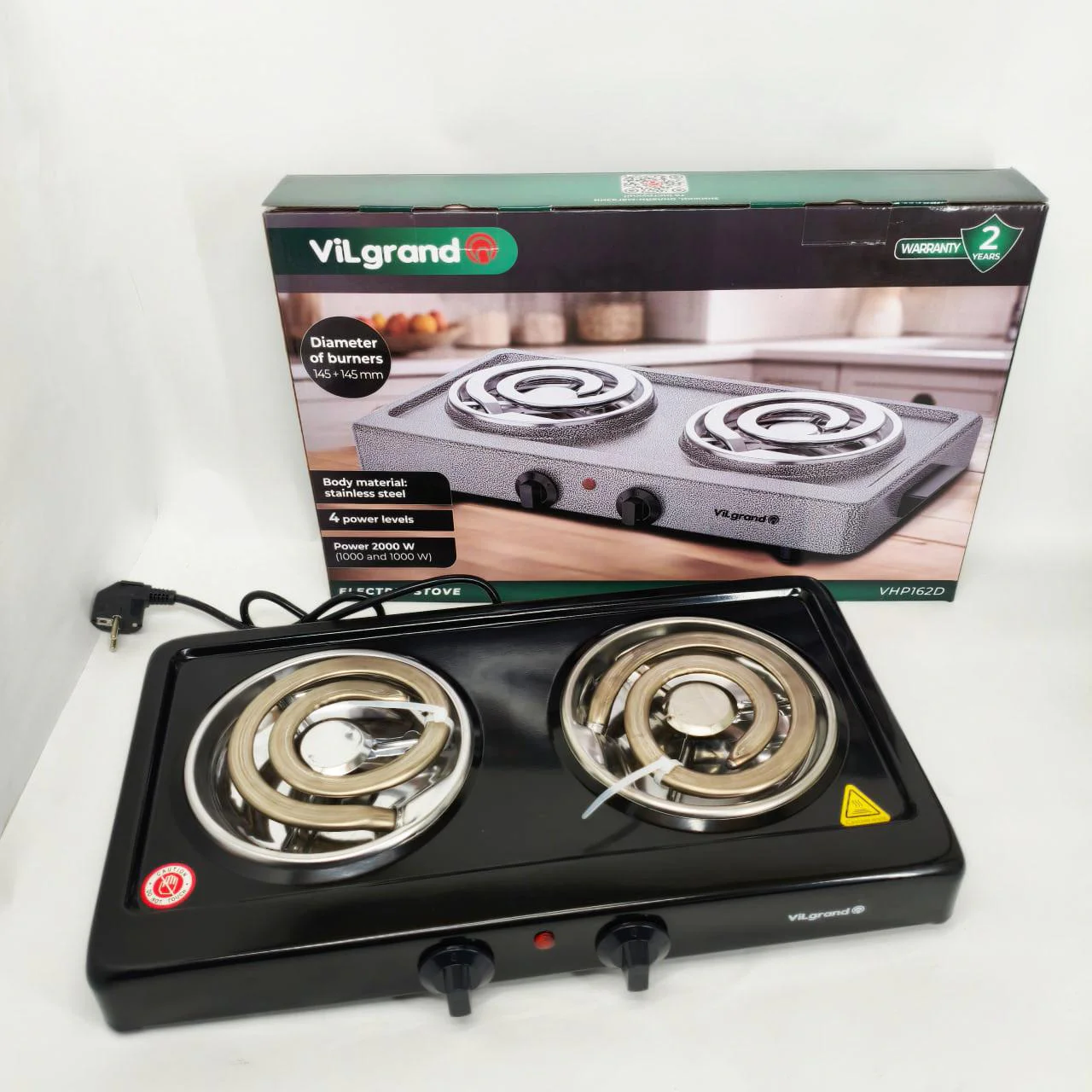 Електроплита Vilgrand VHP162D BLACK 2000Вт – компактне рішення для вашої кухні. - Зображення 3