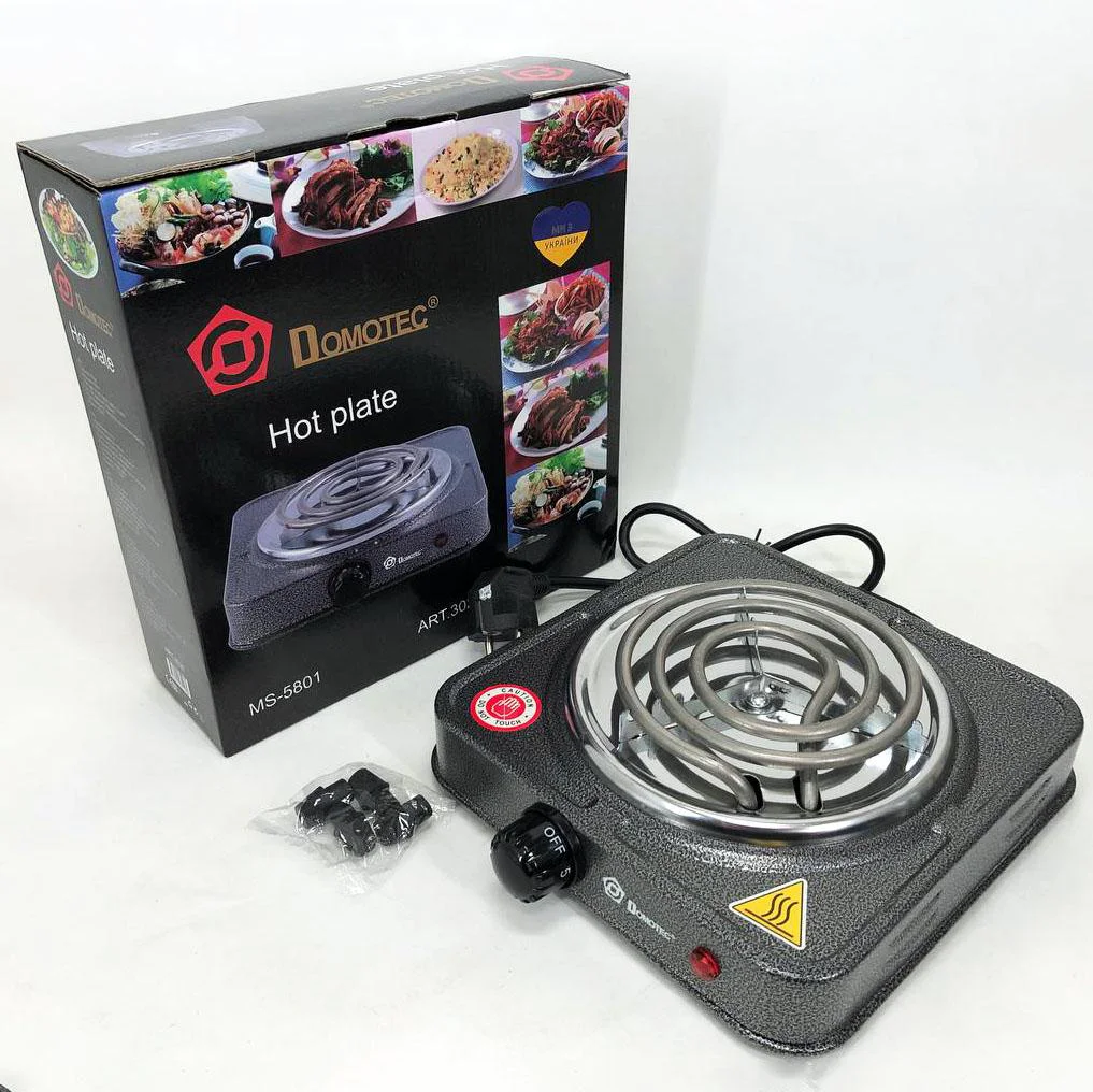 Електроплита спіральна Domotec MS-5801 — компактне рішення для приготування їжі в будь-якому місці