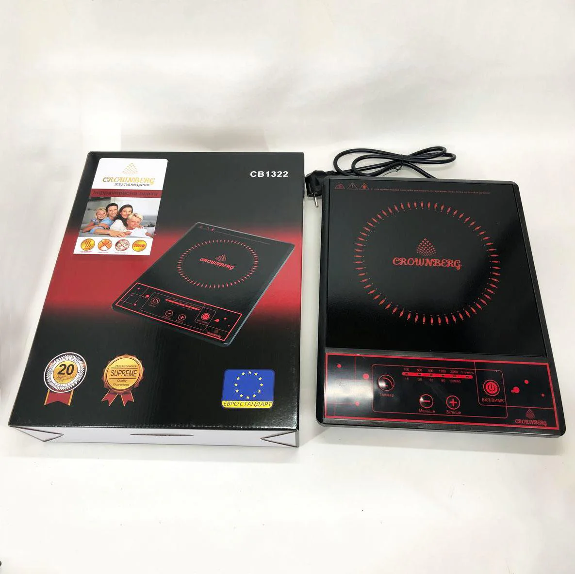 Плита настільна інфрачервона Crownberg CB-1322 для швидкого приготування їжі з потужністю 2000Вт. - Зображення 5