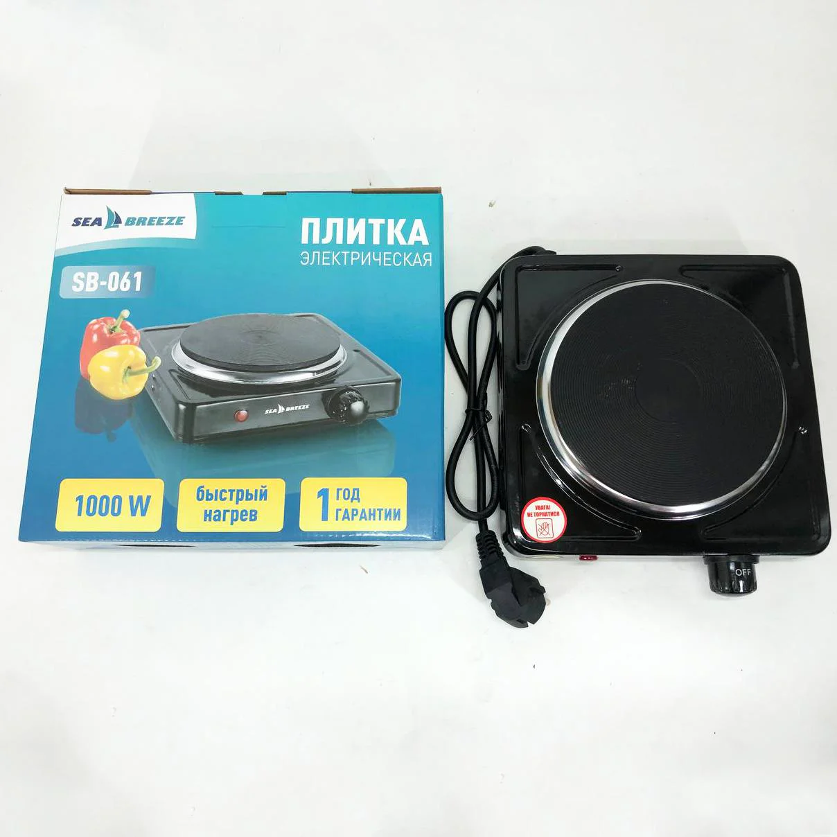 Настільна плита електрична Sea Breeze SB-061 1000 Вт, компактна переносна для зручності на кухні. - Зображення 5