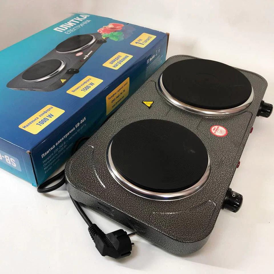 Настільна плита електрична Sea Breeze SB-065 2500 Вт, подвійна конфоркова для зручного приготування їжі. - Зображення 7