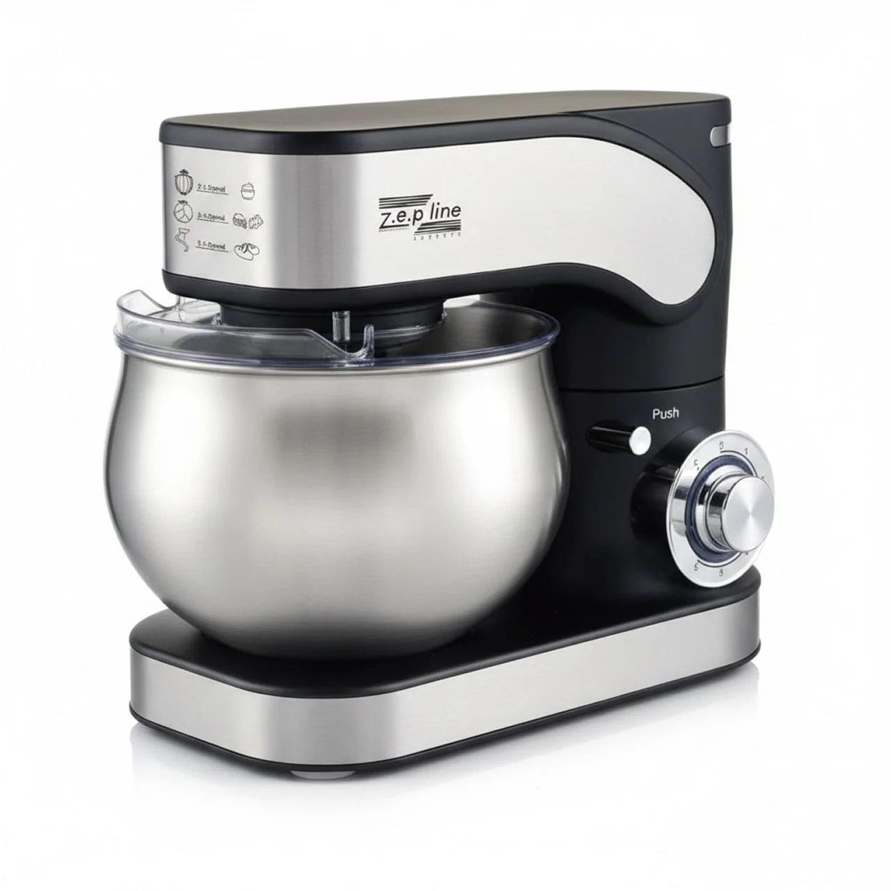 Планетарний кухонний міксер 4 в 1 Zepline ZP-136, чаша 5 літрів, потужність 3500 Вт, нержавіюча сталь. Чорний - Зображення 2