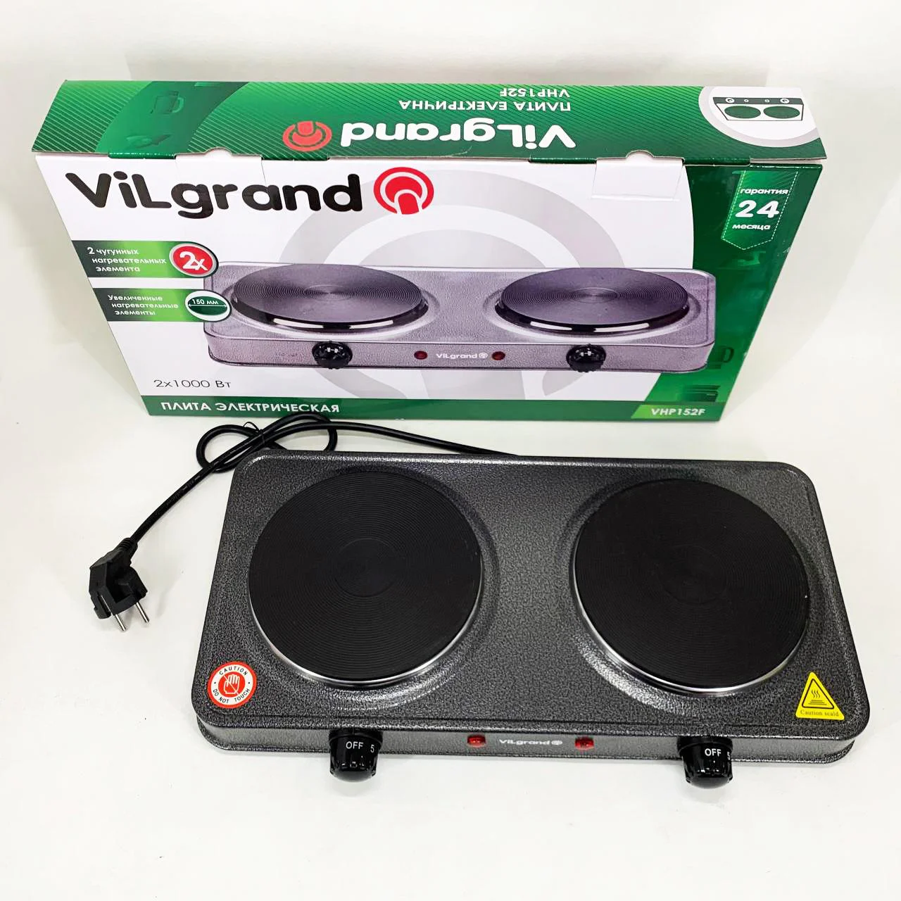 Настільна плита електрична ViLgrand VHP152F з термостатом для безпеки. - Зображення 2