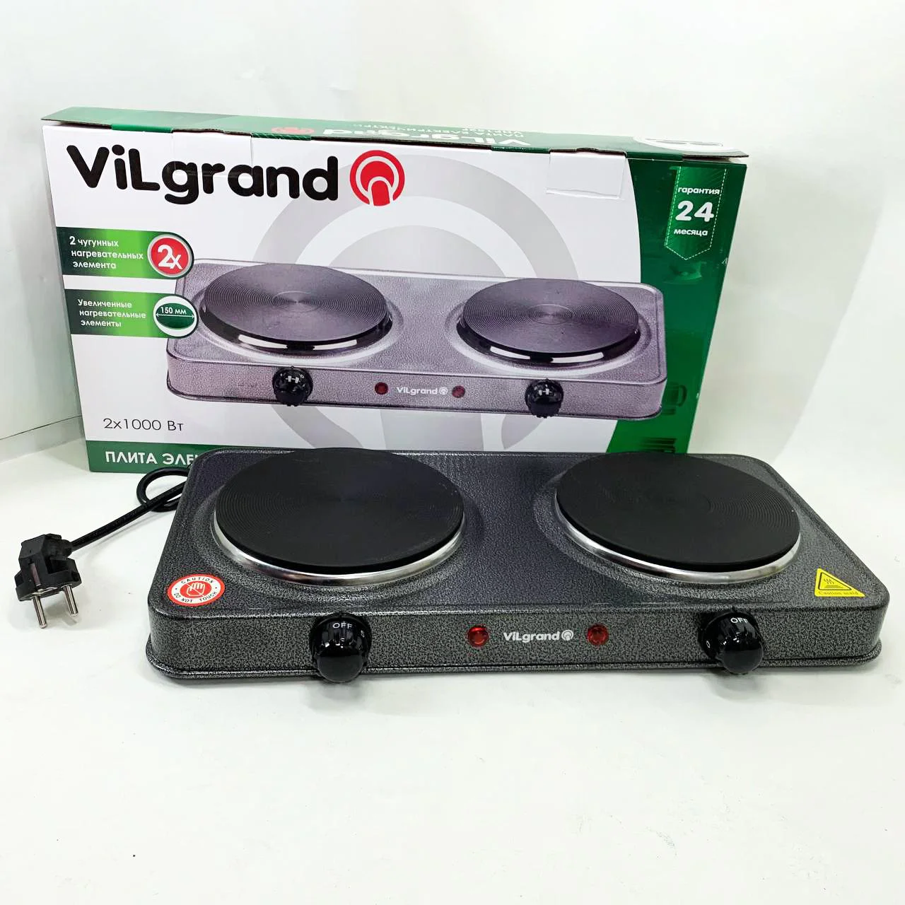 Настільна плита електрична ViLgrand VHP152F з термостатом для безпеки. - Зображення 4