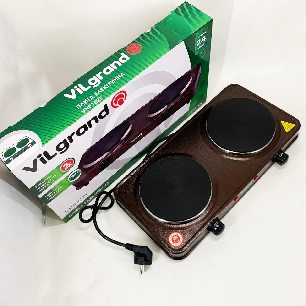 Настільна плита електрична ViLgrand VHP152F з двома конфорками для зручного приготування. - Зображення 2