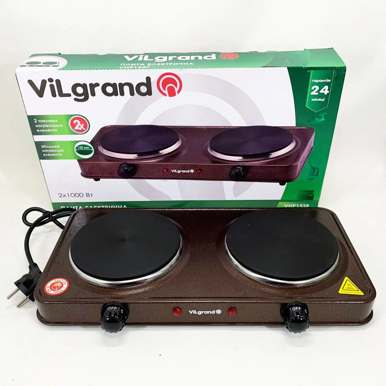 Настільна плита електрична ViLgrand VHP152F з двома конфорками для зручного приготування.