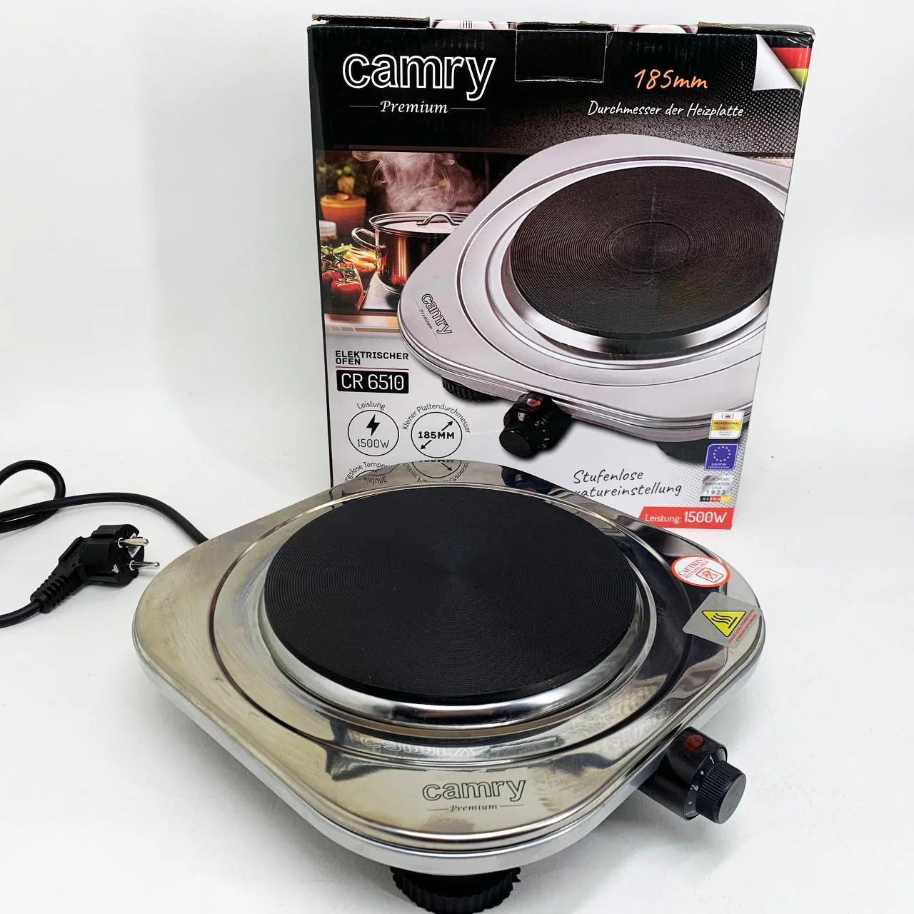 Електрична настільна плита Camry CR 6510 — компактна варильна панель з потужністю 1500 Вт для зручного приготування їжі. - Зображення 4