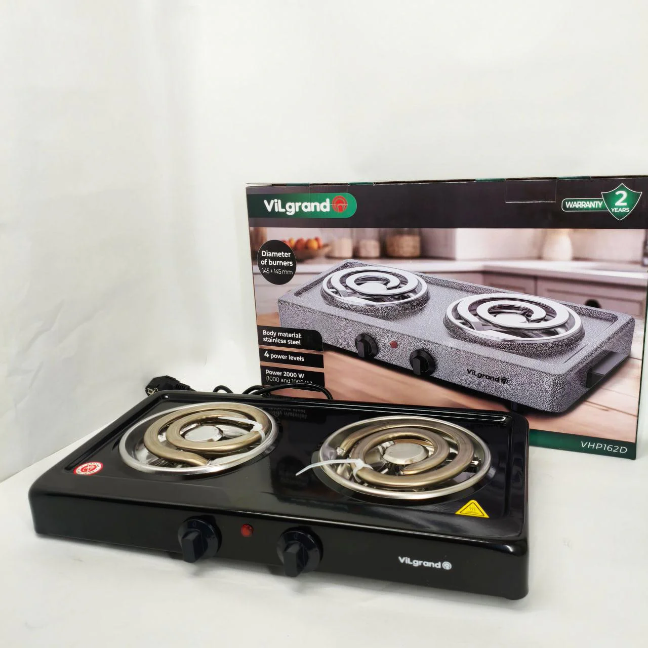 Електроплита Vilgrand VHP162D BLACK 2000Вт – компактне рішення для вашої кухні. - Зображення 2