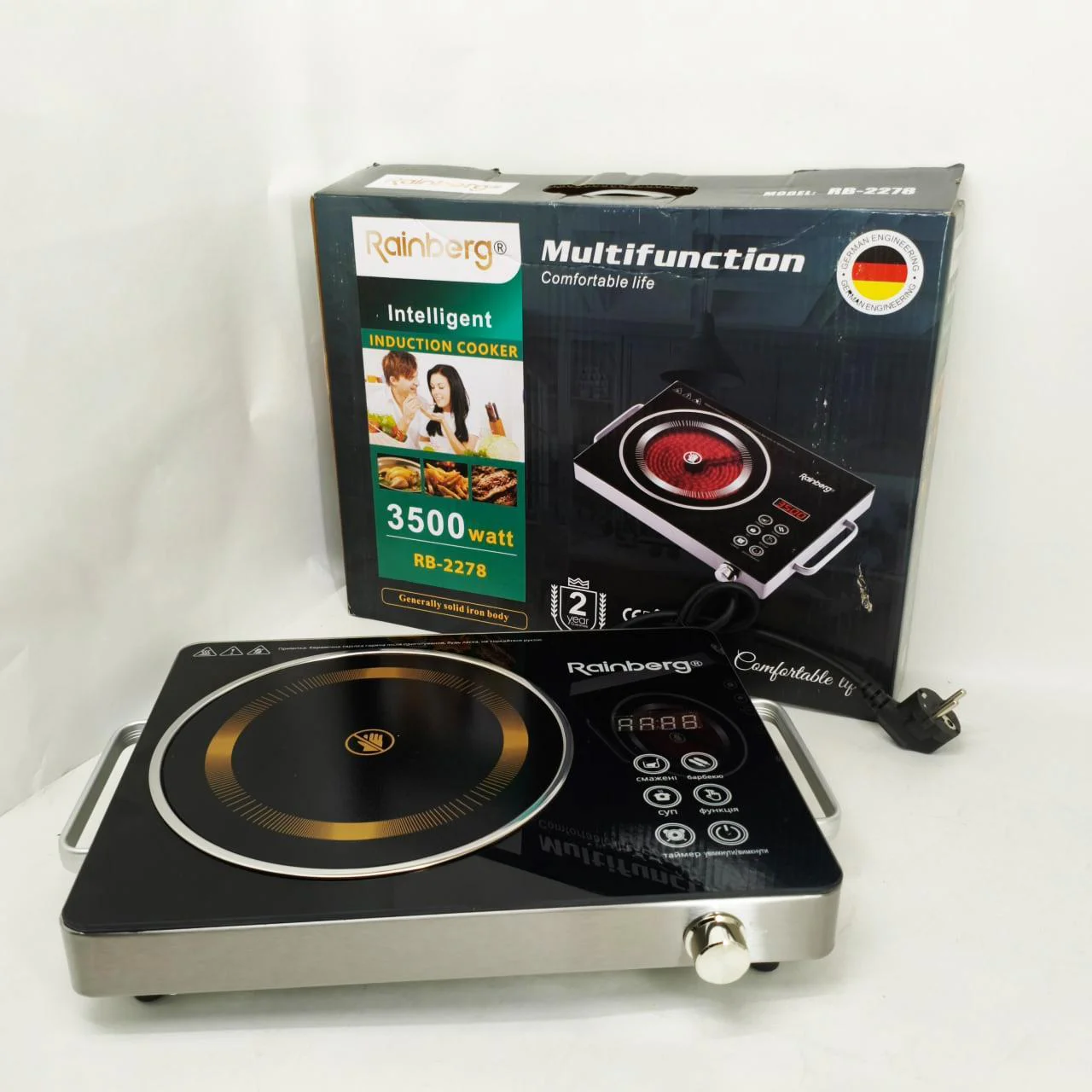 Плита інфрачервона Rainberg RB-2278 3200Вт для швидкого та безпечного приготування їжі.