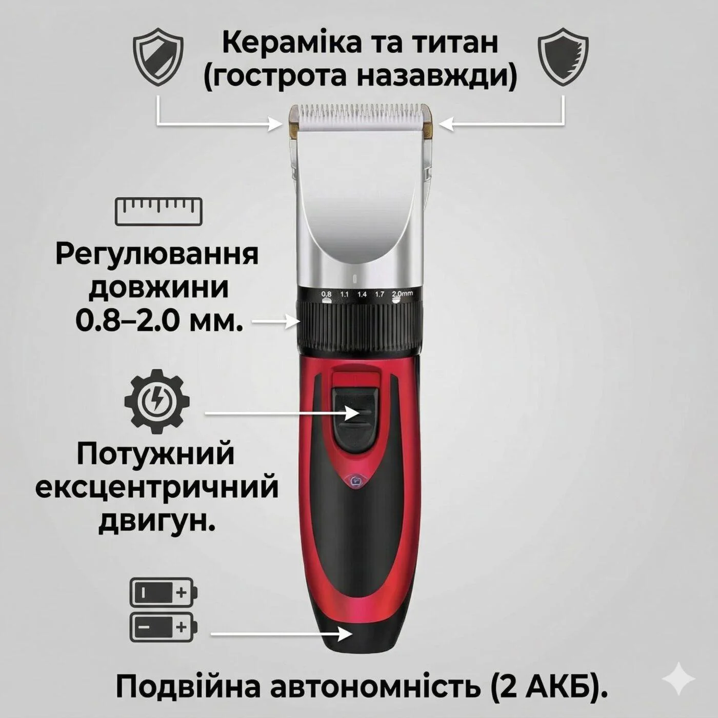 Машинка для стрижки волосся Gemei GM-550 з двома акумуляторами - Зображення 6
