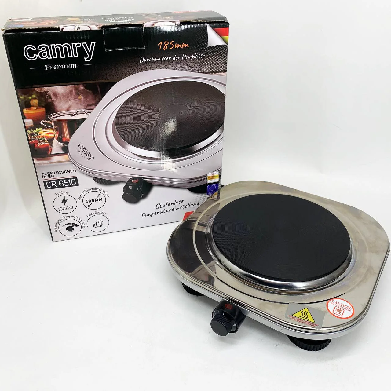 Електрична настільна плита Camry CR 6510 — компактна варильна панель з потужністю 1500 Вт для зручного приготування їжі. - Зображення 9