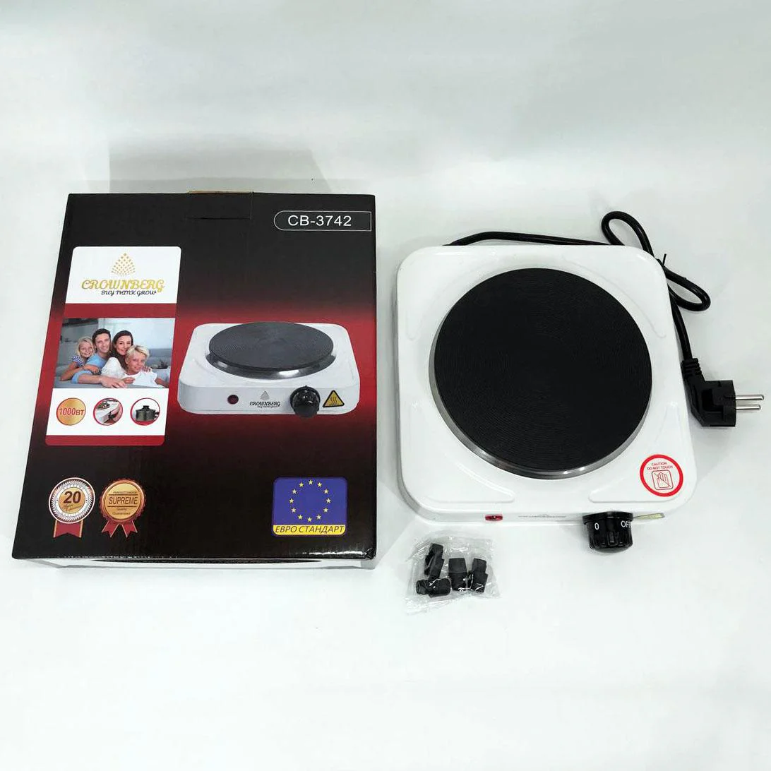 Електрична плита Crownberg CB-3742 настільна одноконфорочна для дачі та економії місця. - Зображення 2