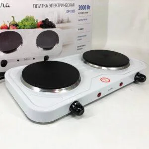 Плита електрична Suntera DP-1925 2000 Вт, компактна двоконфоркова для домашнього використання.