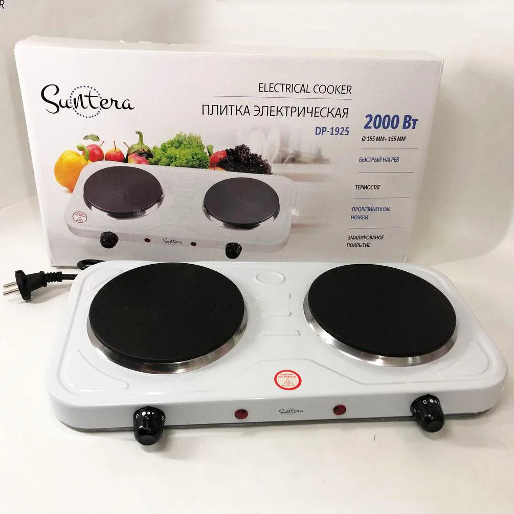 Плита електрична Suntera DP-1925 2000 Вт, компактна двоконфоркова для домашнього використання. - Зображення 5