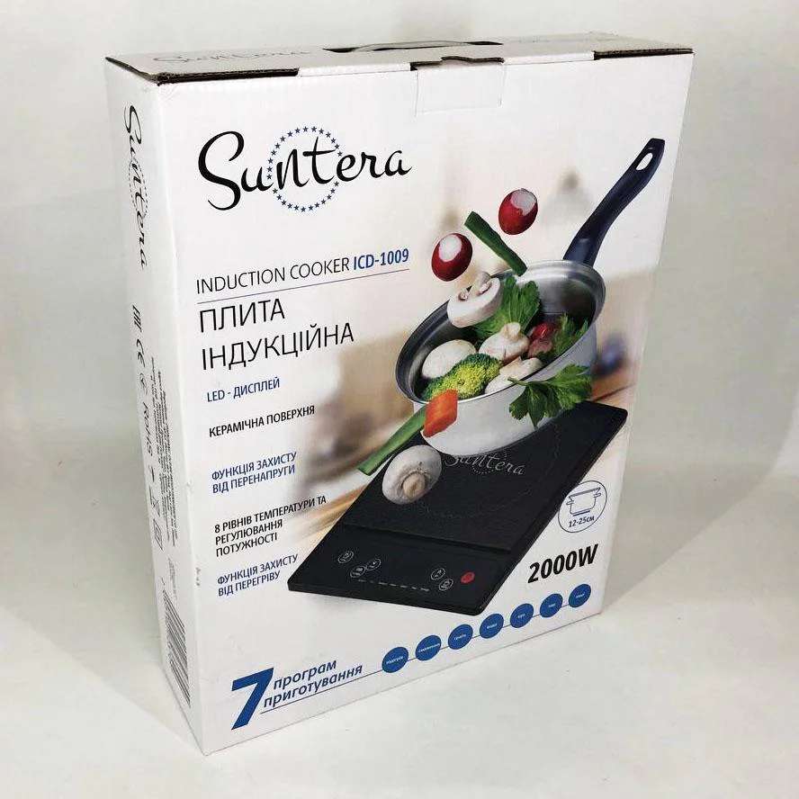 Електроплитка Suntera ICD-1009 2000 Вт, індукційна плита для комфортного приготування їжі. - Зображення 9