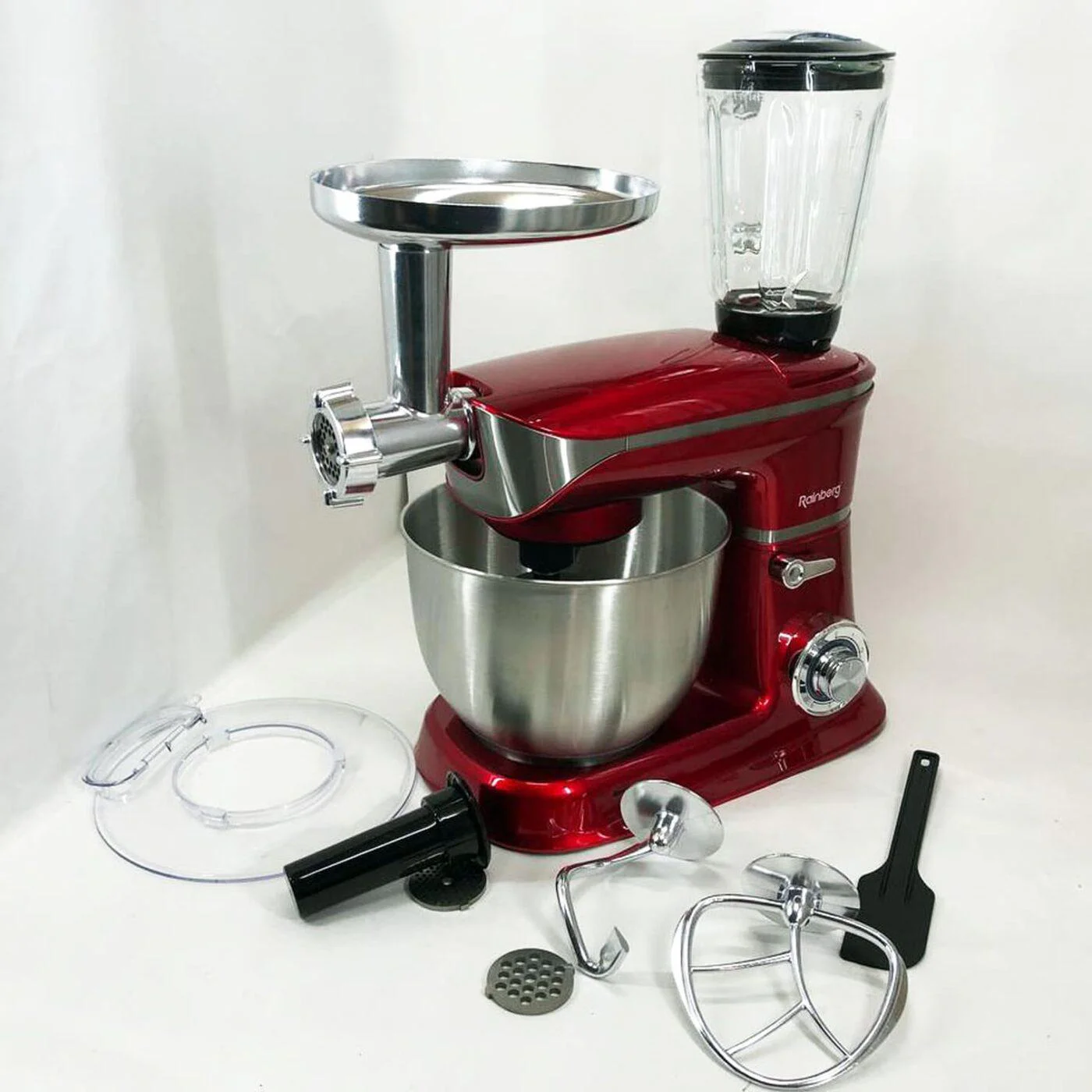 Багатофункціональний кухонний комбайн 3 в 1 Rainberg RB-8080, потужність 4200 Вт, тістоміс, м'ясорубка та блендер - Зображення 4