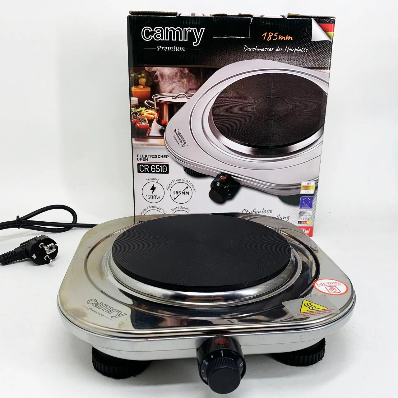 Електрична настільна плита Camry CR 6510 — компактна варильна панель з потужністю 1500 Вт для зручного приготування їжі. - Зображення 2