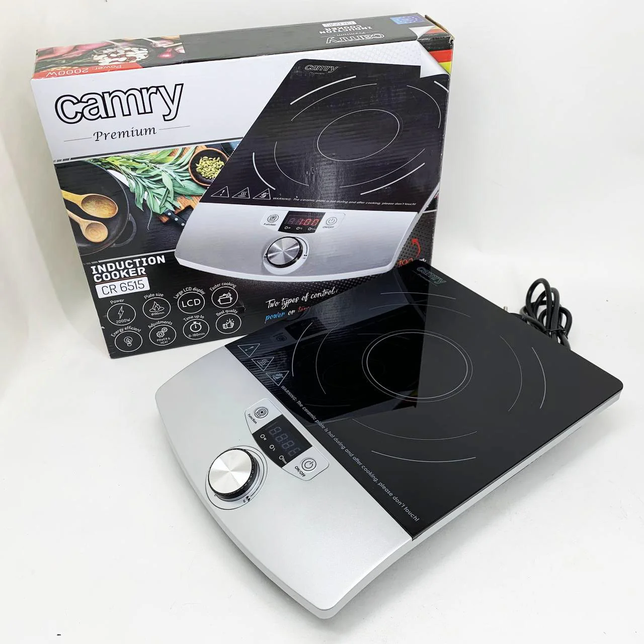 Індукційна плита CAMRY CR 6515 настільна одноконфоркова з енергоефективним приготуванням.