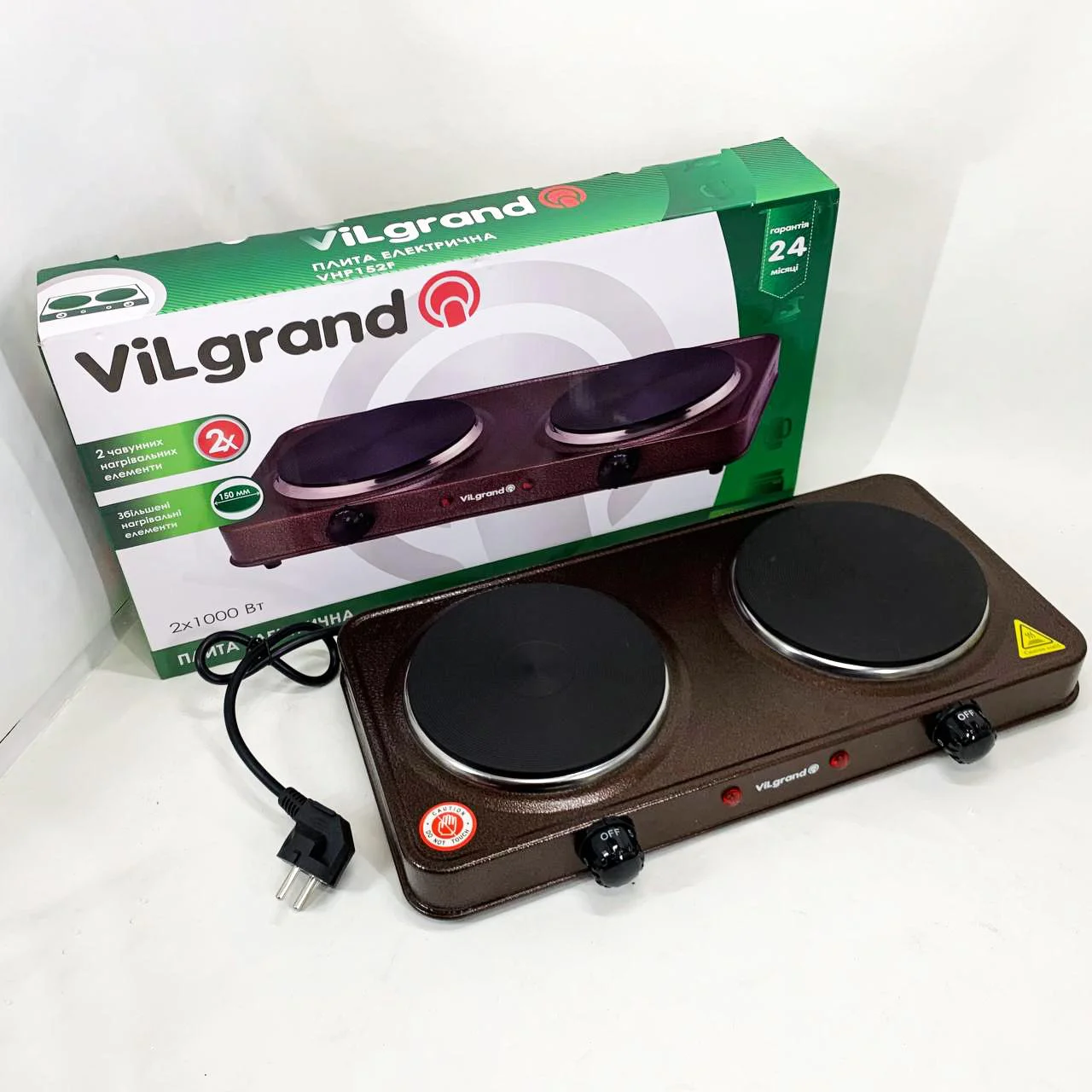Настільна плита електрична ViLgrand VHP152F з двома конфорками для зручного приготування. - Зображення 3