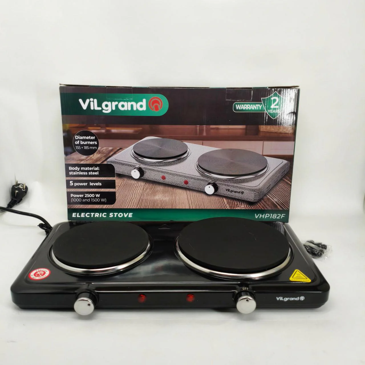 Настільна плита VILGRAND VHP182F Black 2500Вт — ідеальна для приготування їжі в будь-яких умовах. - Зображення 3