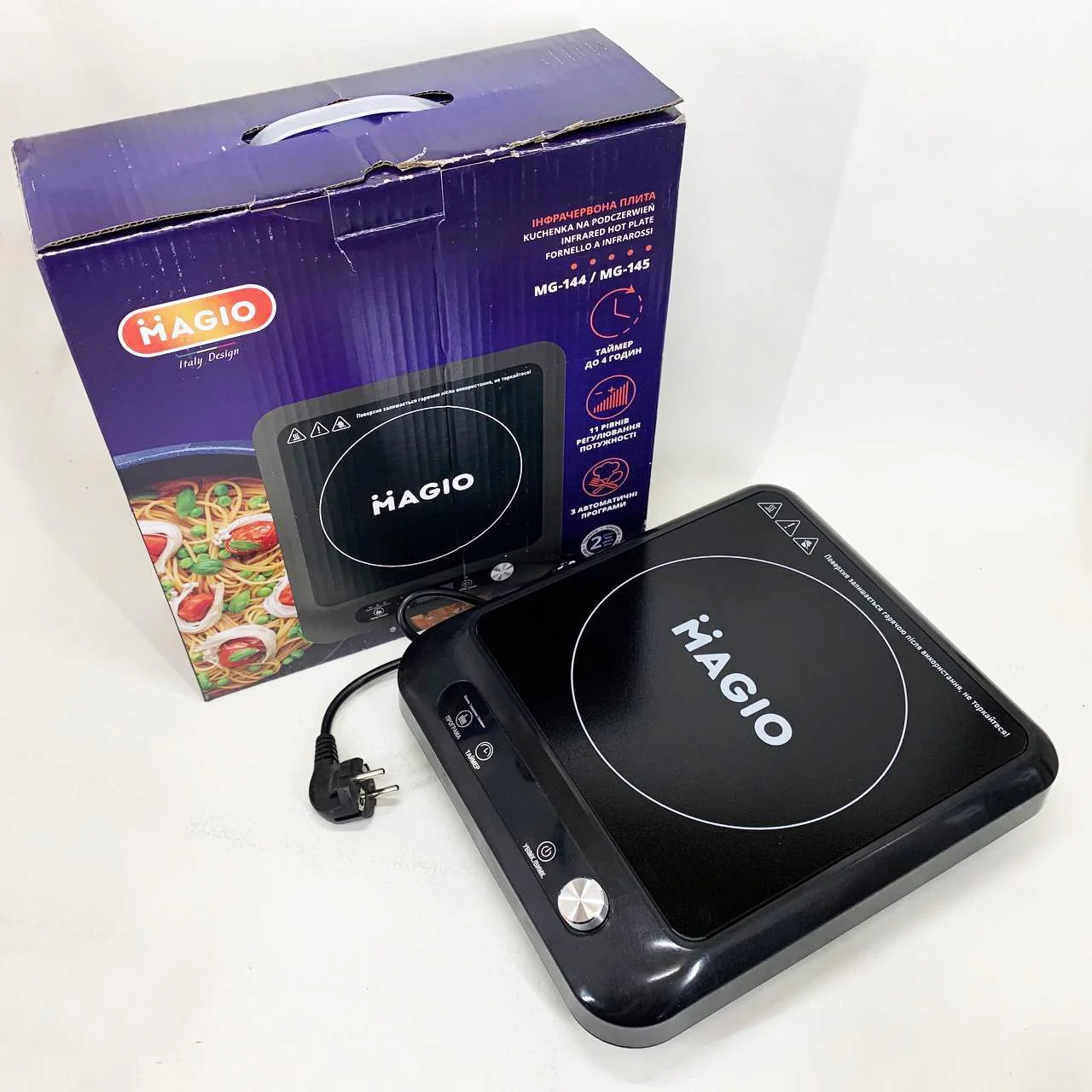 Настільна плита електрична Magio MG-144 – компактний пристрій для зручного приготування їжі. - Зображення 2