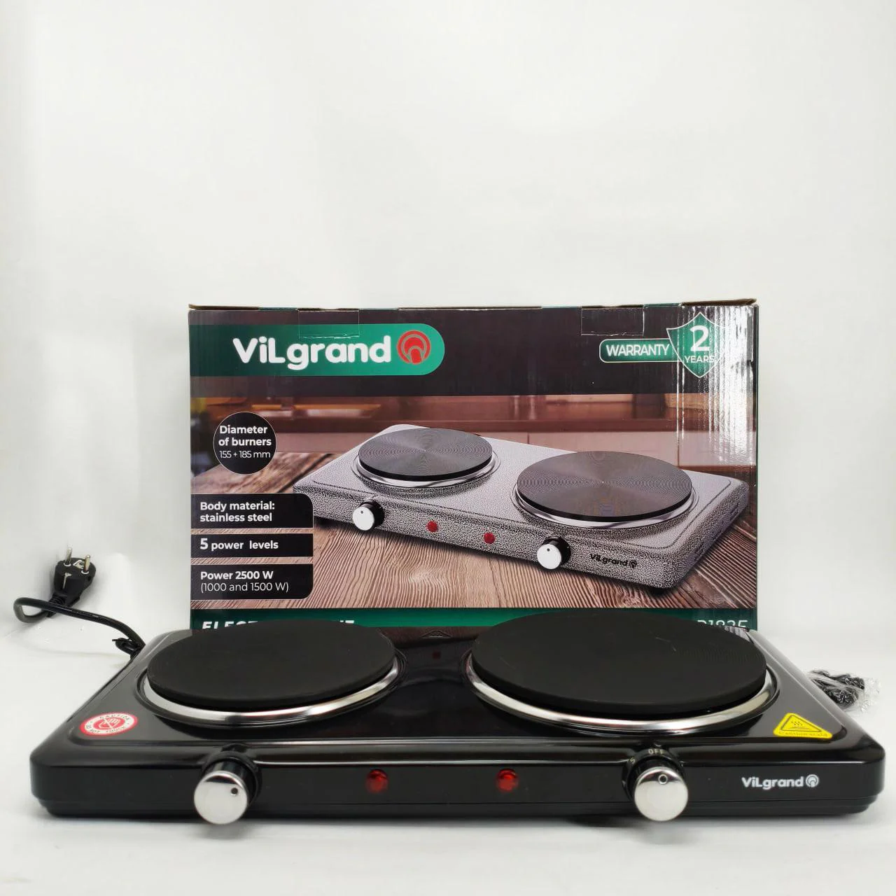 Настільна плита VILGRAND VHP182F Black 2500Вт — ідеальна для приготування їжі в будь-яких умовах. - Зображення 2