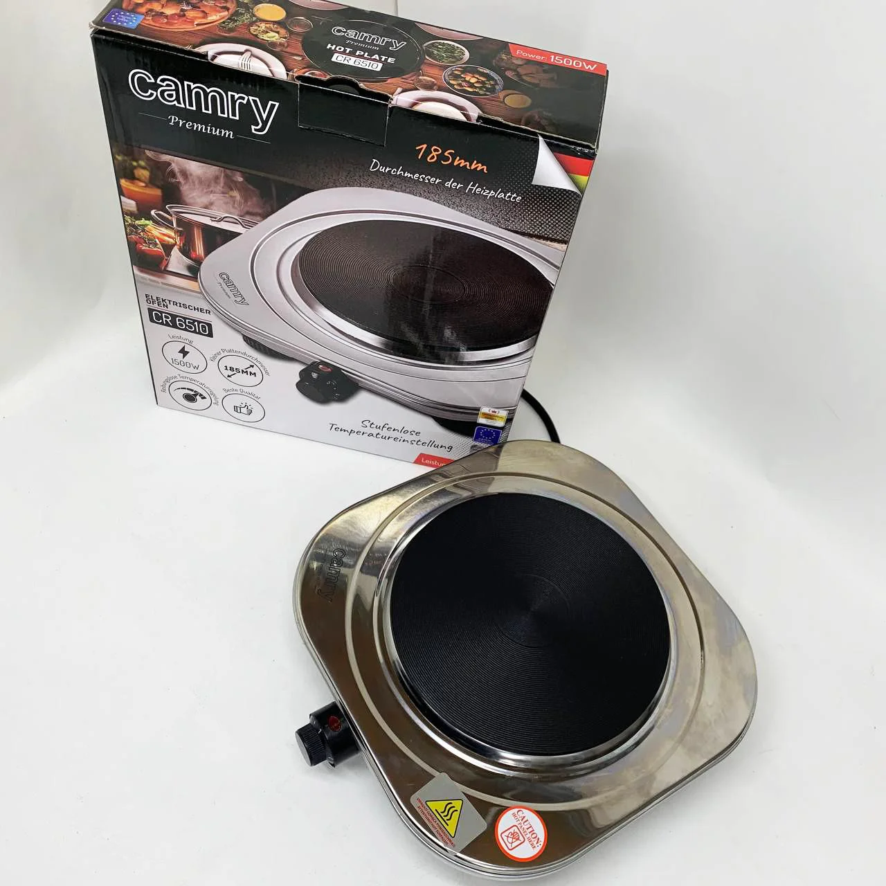 Електрична настільна плита Camry CR 6510 — компактна варильна панель з потужністю 1500 Вт для зручного приготування їжі. - Зображення 7