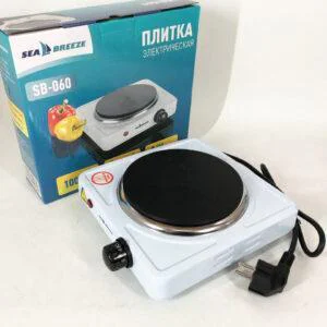 Настільна плита електрична Sea Breeze SB-060 з механічним управлінням та потужністю 1 кВт.