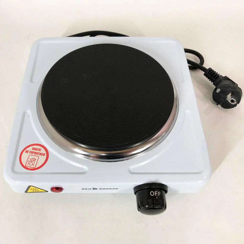 Настільна плита електрична Sea Breeze SB-060 з механічним управлінням та потужністю 1 кВт. - Зображення 7