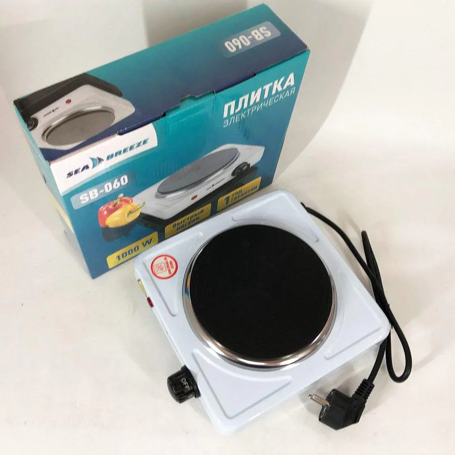 Настільна плита електрична Sea Breeze SB-060 з механічним управлінням та потужністю 1 кВт. - Зображення 4