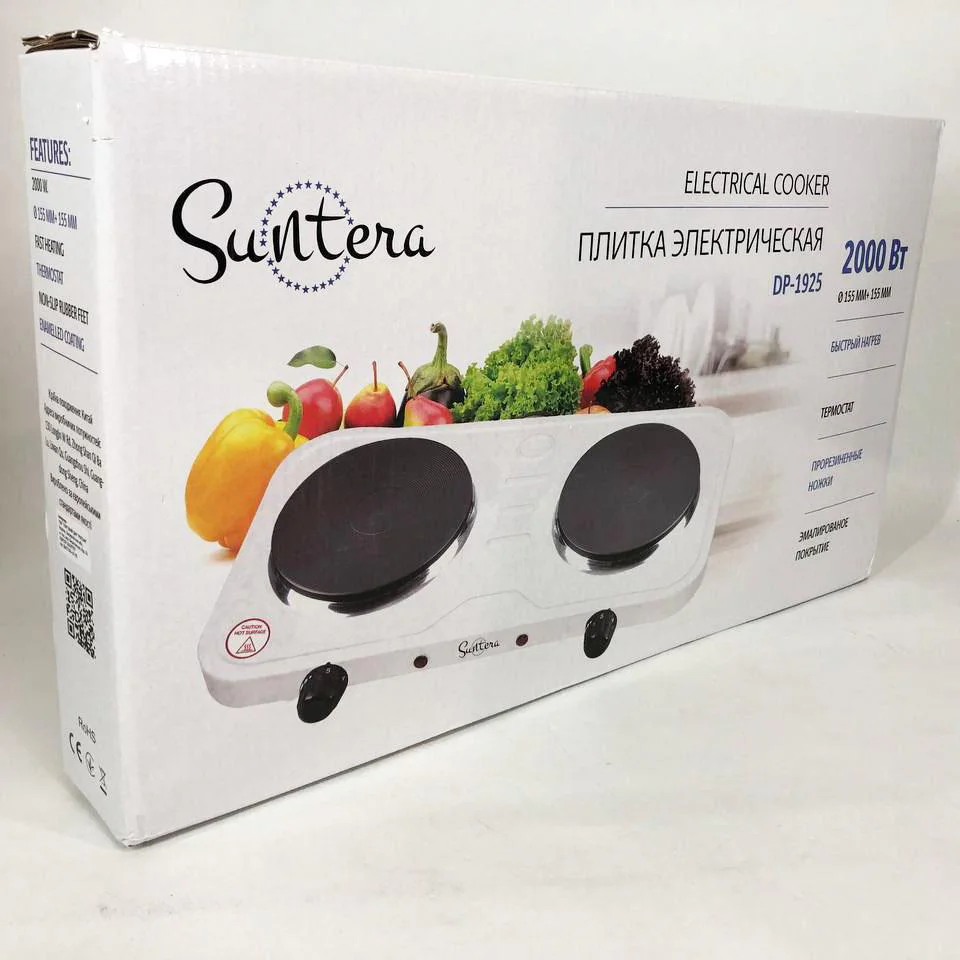 Плита електрична Suntera DP-1925 2000 Вт, компактна двоконфоркова для домашнього використання. - Зображення 8
