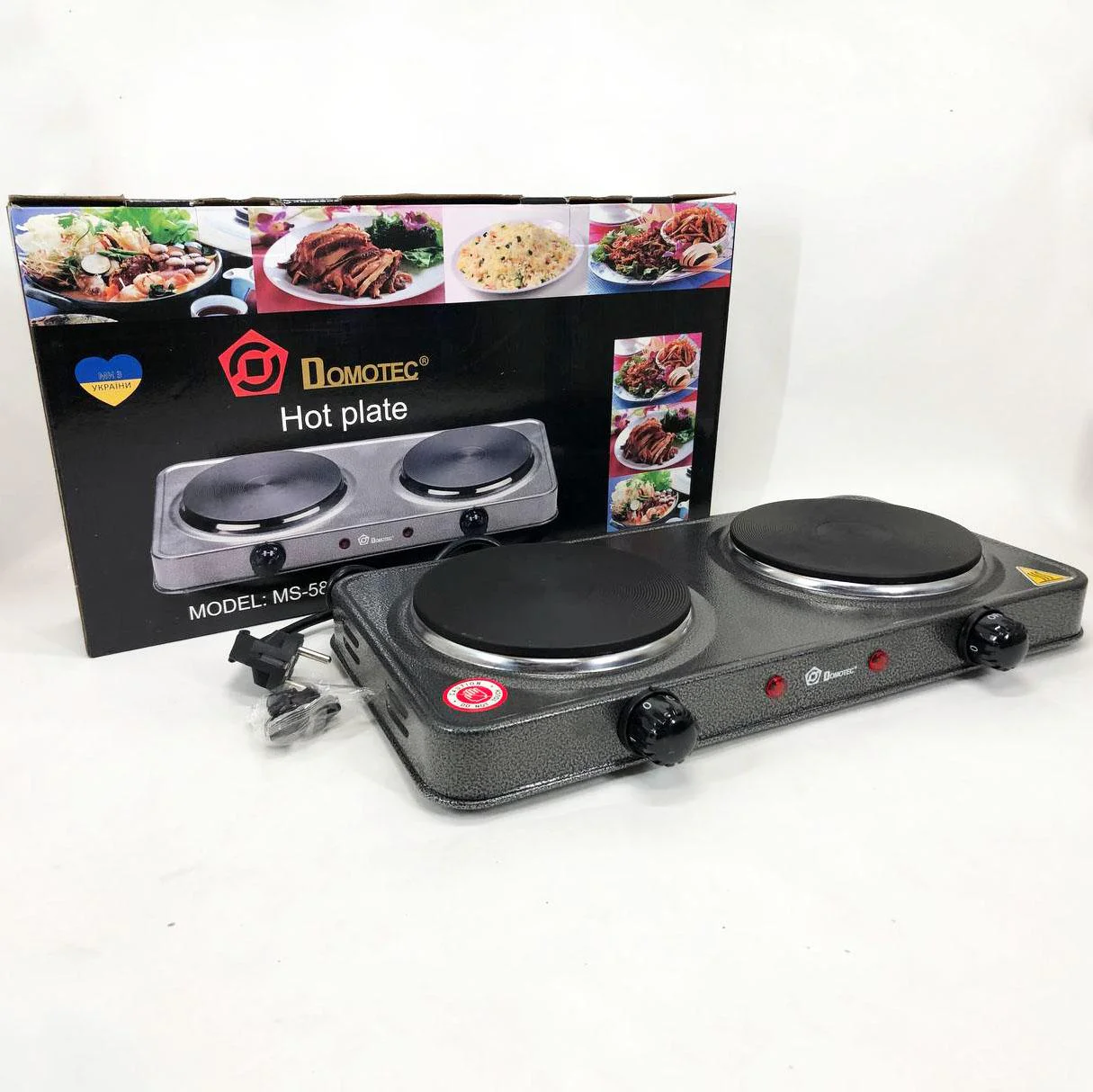 Електроплита Domotec MS-5822 2 конфорки для компактного приготування їжі вдома або на дачі - Зображення 6
