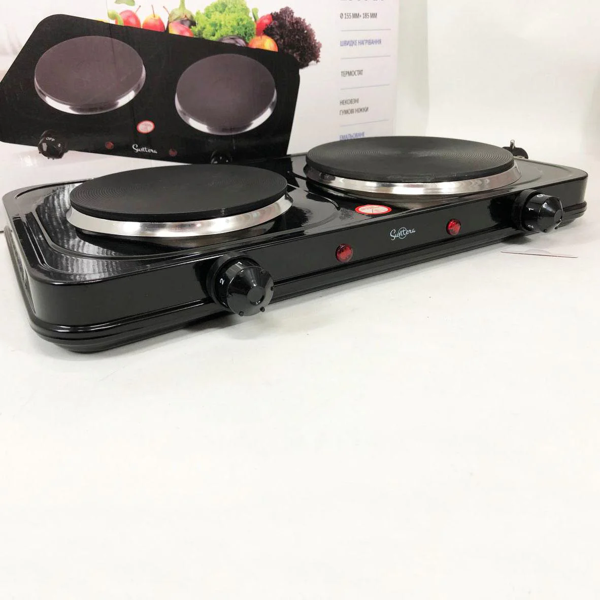 Плитка настільна електрична Suntera DP-1935B з двома конфорками для швидкого приготування їжі. - Зображення 2