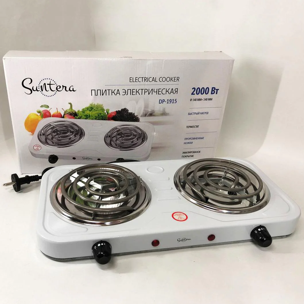 Плита електрична Suntera DP-1915 2000 Вт, потужна настільна плита для компактних кухонь. - Зображення 2