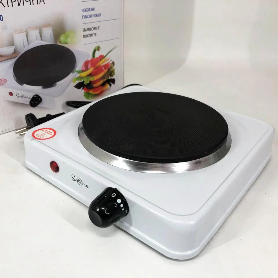 Плита електрична Suntera SP-1920, компактна одноконфоркова електроплита для приготування їжі.