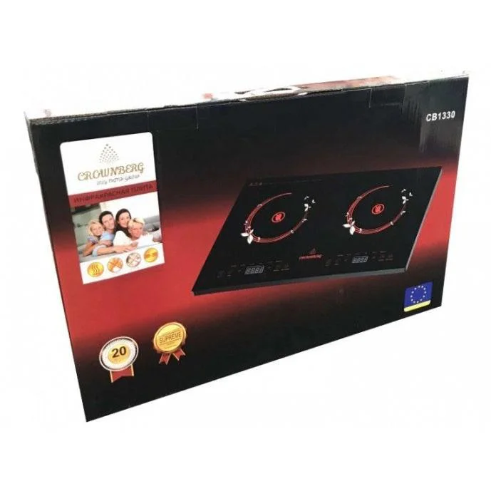 Інфрачервона двокомфоркова плита Crownberg CB-1330 з сенсорним керуванням 2000Вт для зручного приготування їжі. - Зображення 2