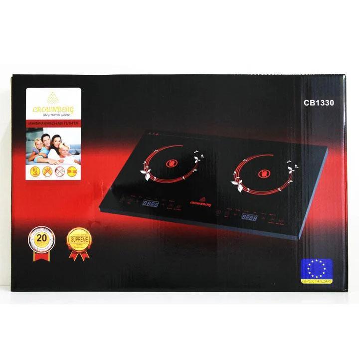 Інфрачервона двокомфоркова плита Crownberg CB-1330 з сенсорним керуванням 2000Вт для зручного приготування їжі. - Зображення 6