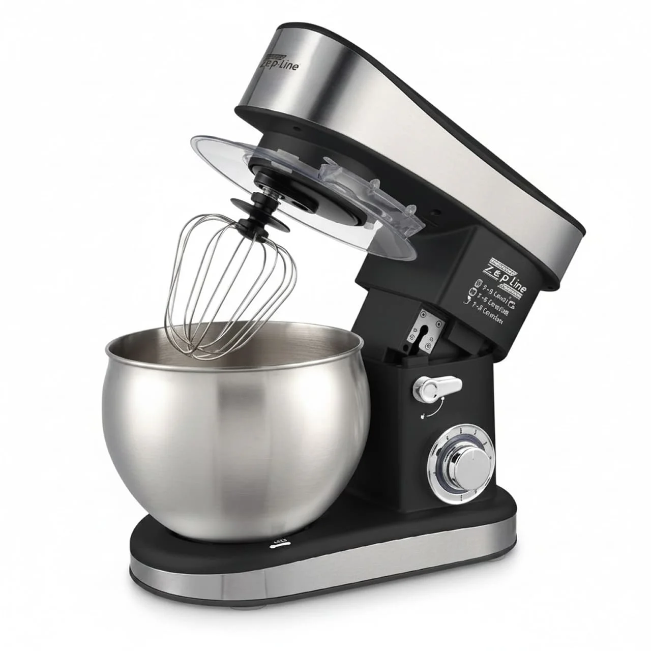 Тестоміс планетарний кухонний міксер Zepline ZP-137 чорний, потужність 3500 Вт, чаша 7 літрів, нержавіюча сталь