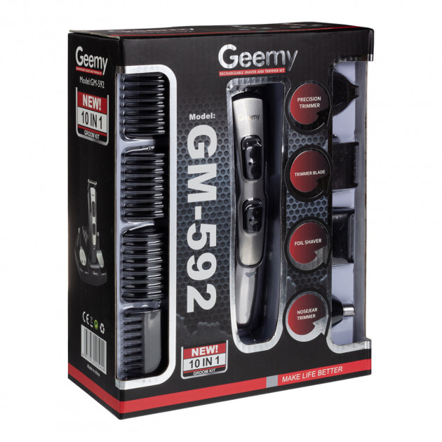 Машинка для стрижки GEMEI GM-592 10в1 — ідеальне рішення для догляду за зовнішністю.